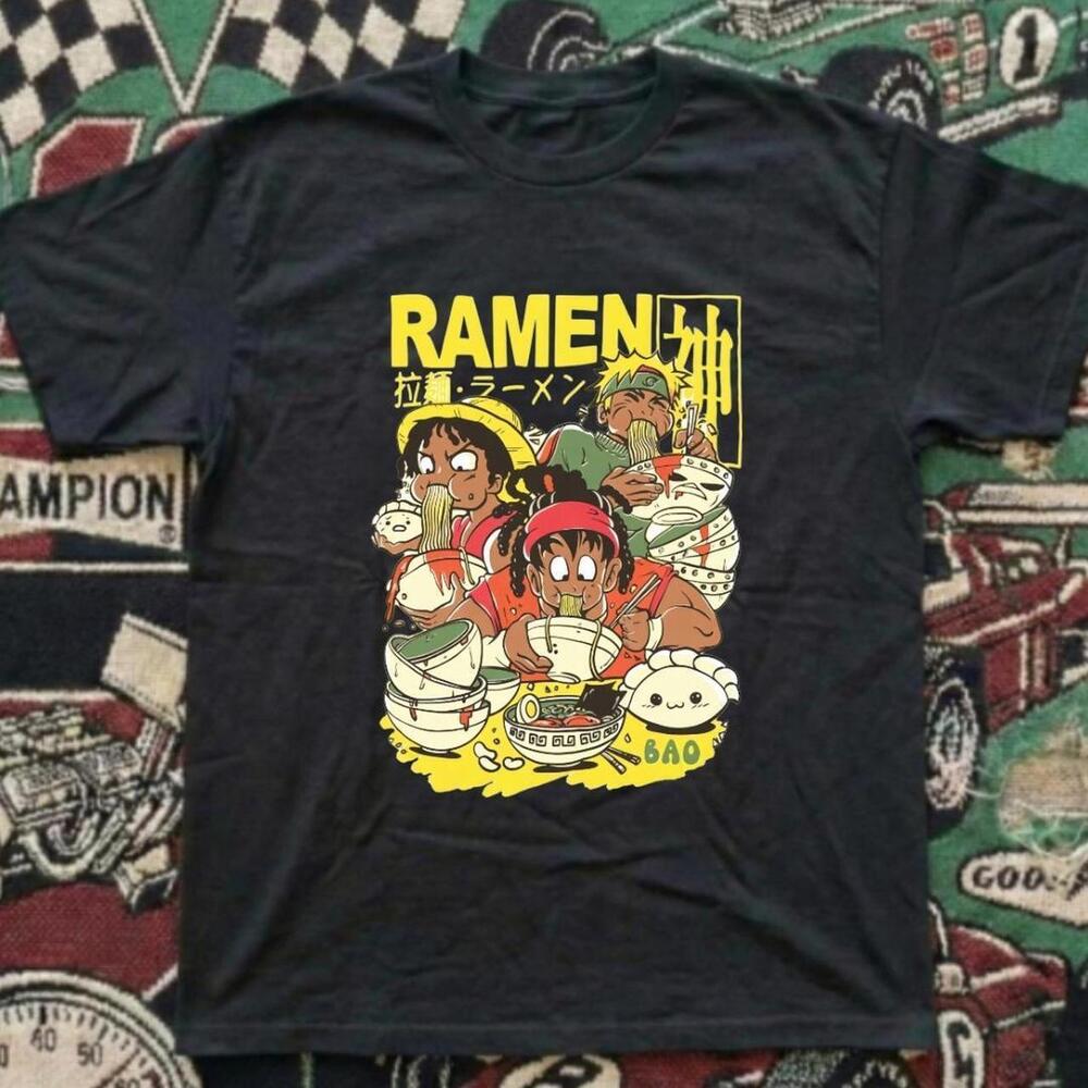 Gildan Men Brown T-Shirt, Ramen Black Graphic Tee